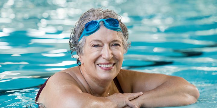 Elderly woman in pool