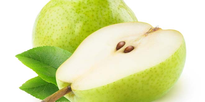 One ana a half isolated green pears pears