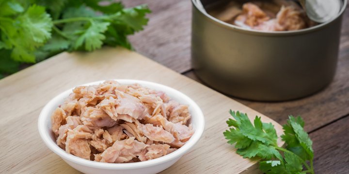 Canned tuna fish in bowl tuna