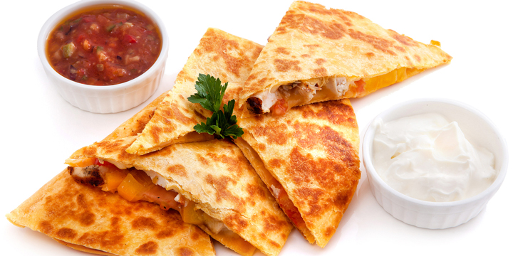 Mexican quesadillas with cheese, vegetables