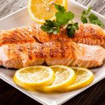 Roasted salmon and vegetables
