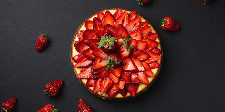 Strawberry Cheesecake top view from above.