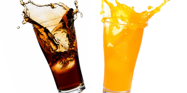 Soft drinks splashing