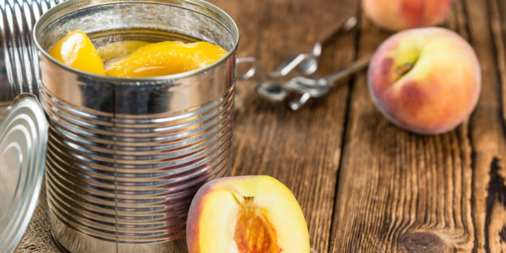 Portion of preserved Peaches canned fruit
